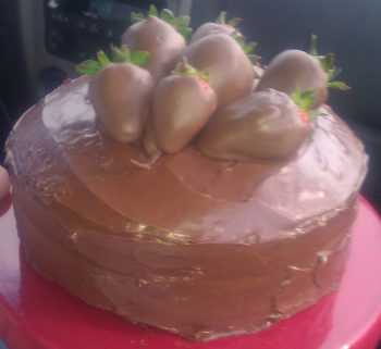 Chocolate Cake With Chocolate Covered Strawberries